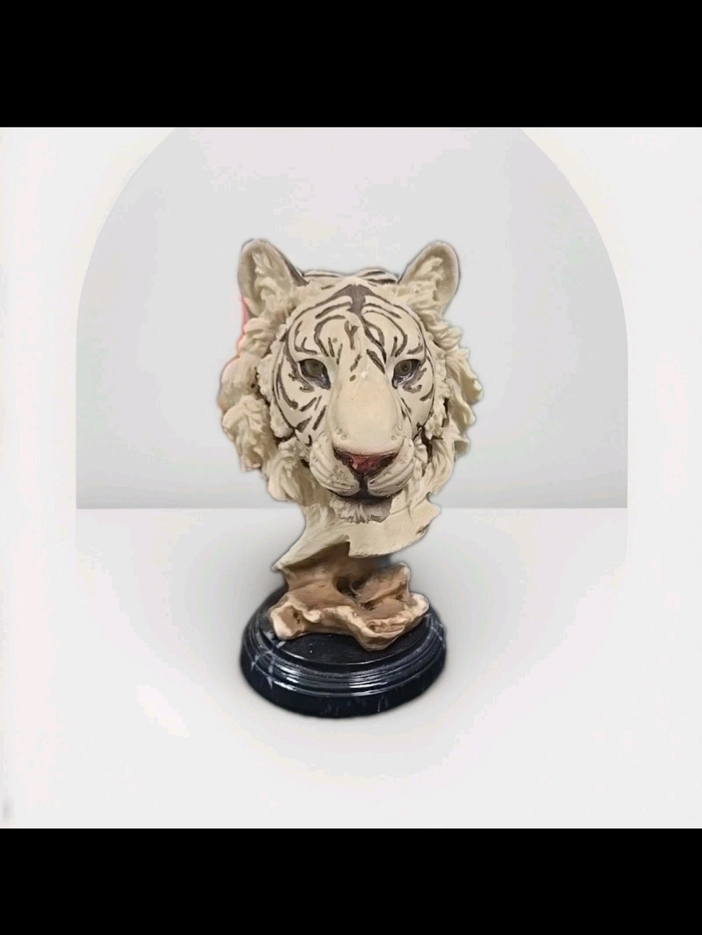 White Tiger Head Sculpture Decorative Bust 6"